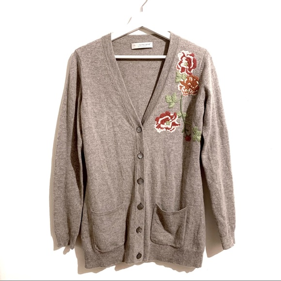 FTC 100% Cashmere Cardigan Floral Embroidery - Picture 14 of 15
